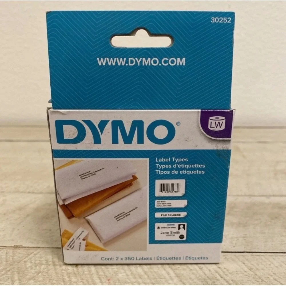 DYMO White Address Labels 30252,‎ 350 X 2 Rolls Labels 1-1/8in X 3-1/2 Inch